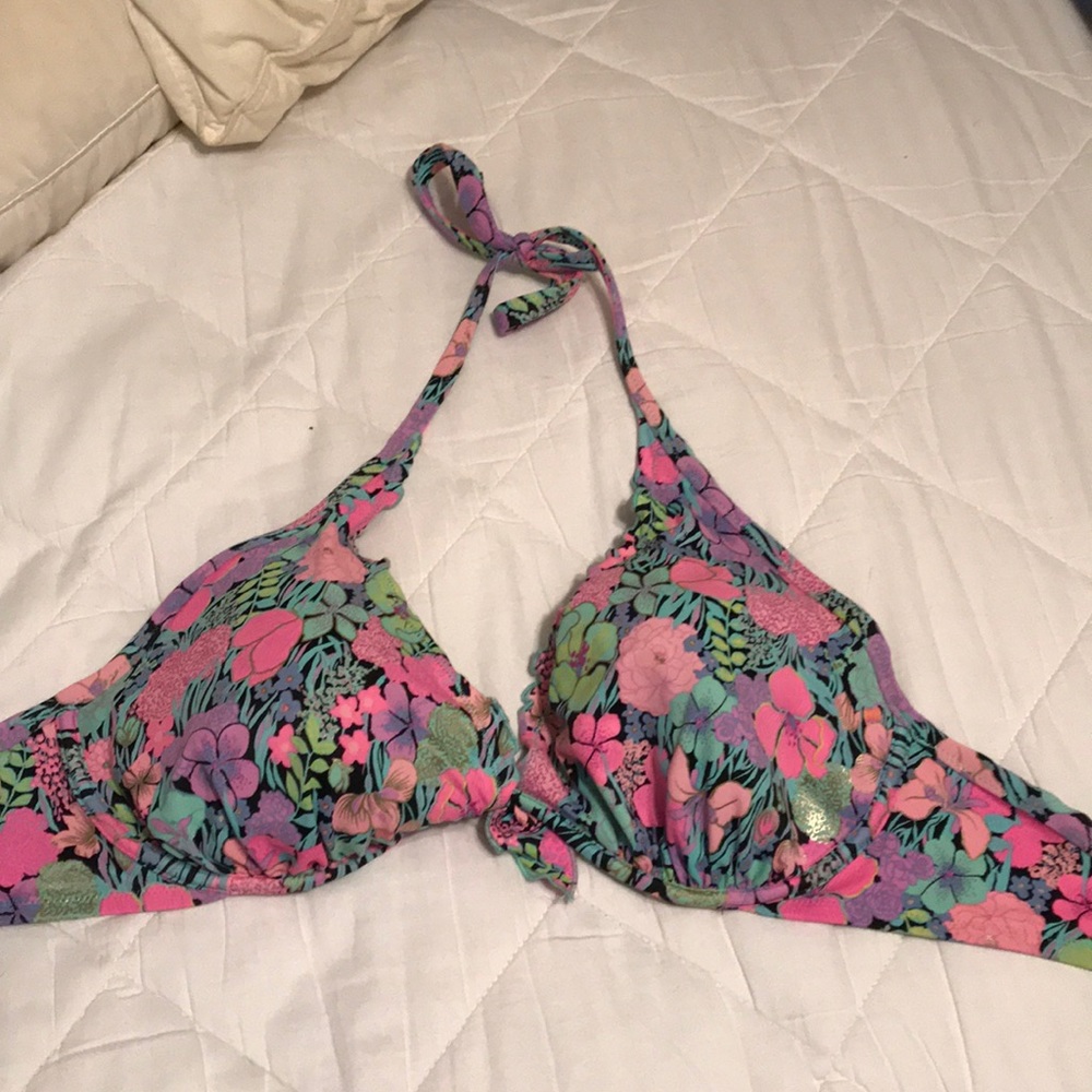 Halter floral swimsuit top